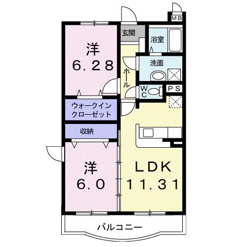リヴィエ―ルA棟(2LDK/3階)の間取り写真