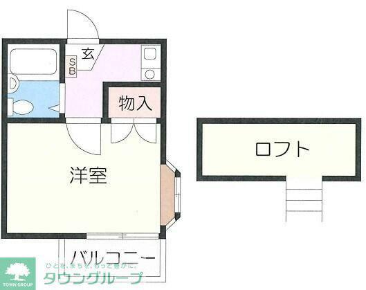 アズールハウス(1K/2階)の間取り写真
