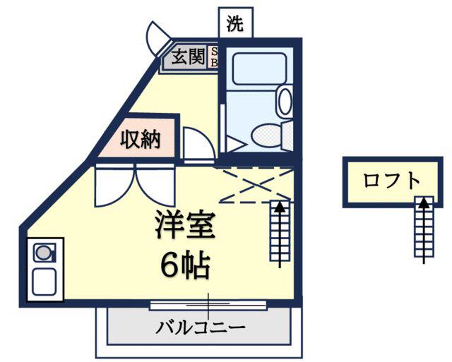 スプリングハイツ金沢文庫(ワンルーム/2階)の間取り写真