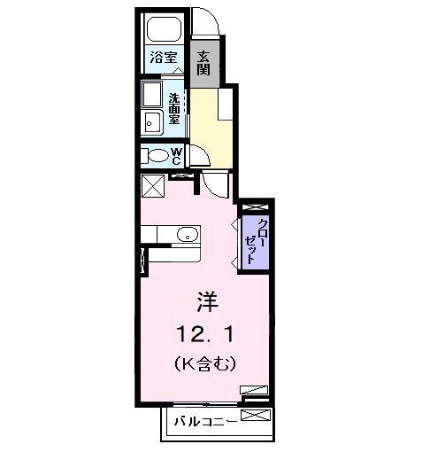 クラールF II(ワンルーム/1階)の間取り写真