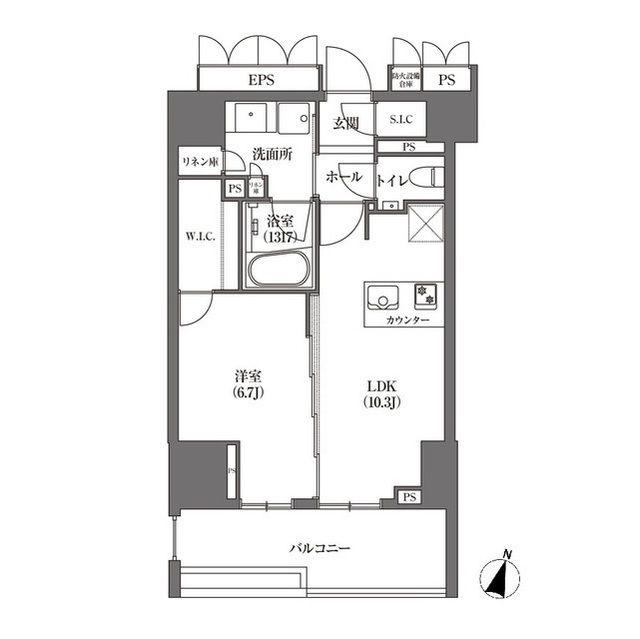 HAMACHO APARTMENTS(1LDK/8階)の間取り写真