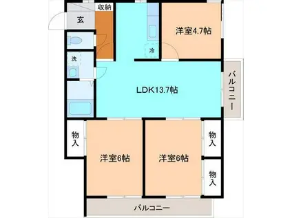 グリーンヒル日本海(3LDK/3階)の間取り写真