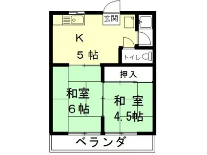 コーポみどり(2K/2階)の間取り写真