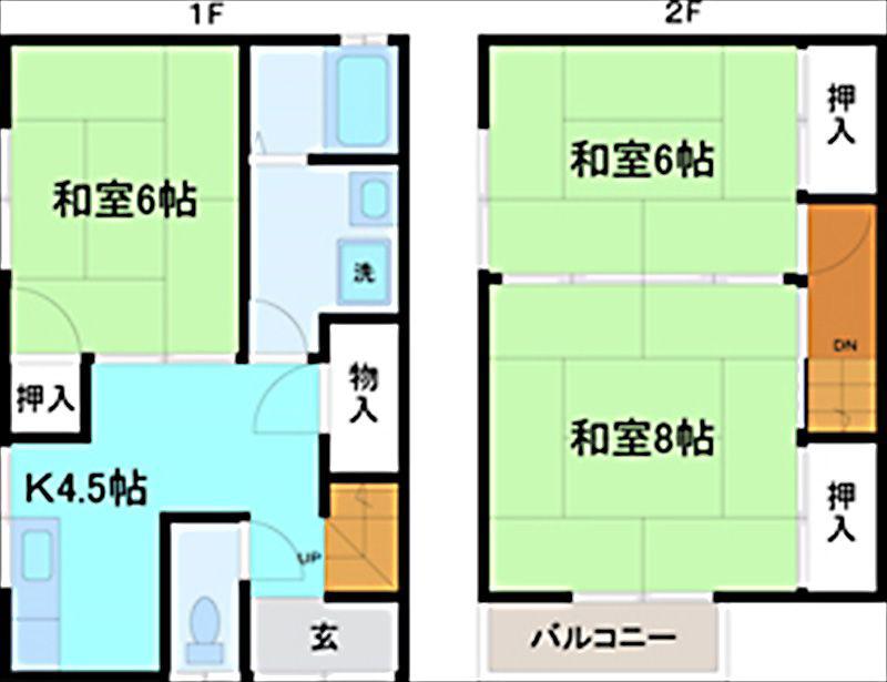 上本折町メゾネットA(3K/1階)の間取り写真