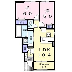 ガーデン・グレイス泉(2LDK/1階)の間取り写真