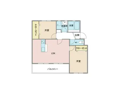 リルームス明野西(2LDK/3階)の間取り写真