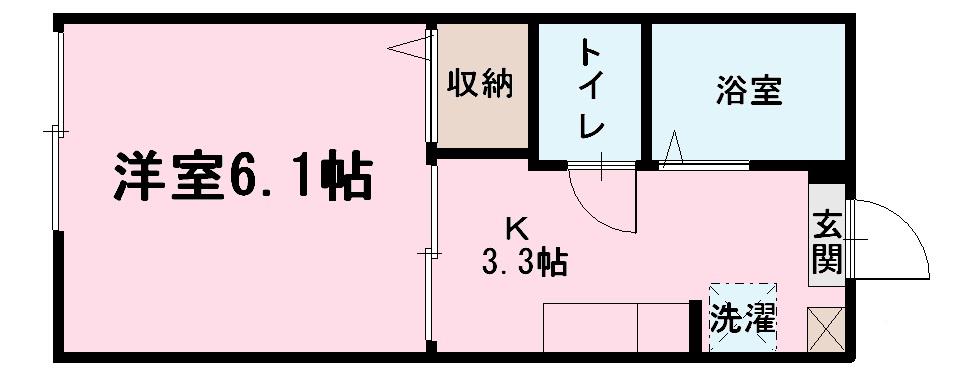 ノールヴィラージュゆみの(1K/2階)の間取り写真
