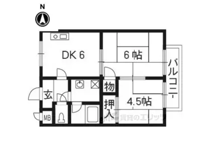 レジデンスヤマテ(2DK/2階)の間取り写真