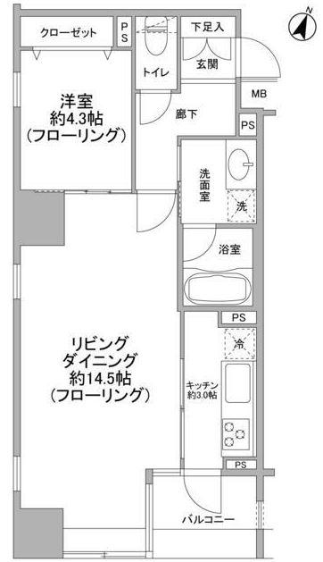 コンフォリア二番町(1LDK/10階)の間取り写真