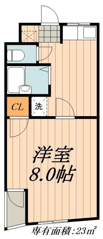 ヴィラ萩山(1K/2階)の間取り写真