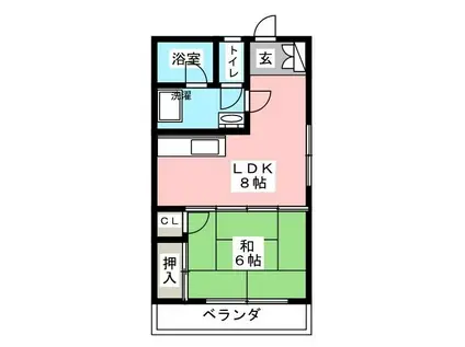 マンション富紀(1LDK/4階)の間取り写真