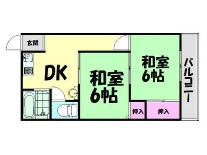 マンション平岡(2DK/2階)の間取り写真