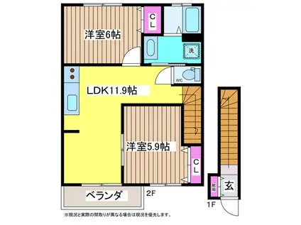 メゾン・ド・ルミエール(2LDK/2階)の間取り写真
