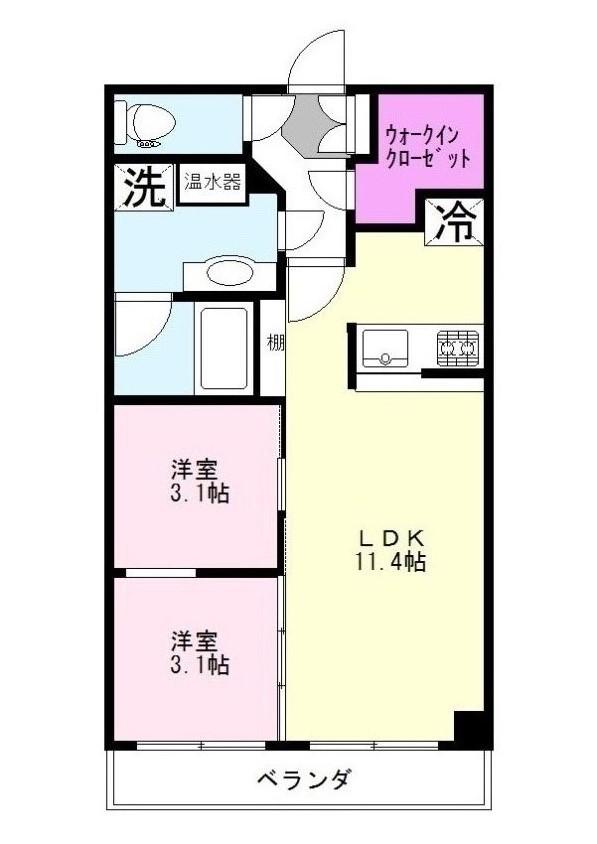 CRISTALVIOLETA(2LDK/1階)の間取り写真