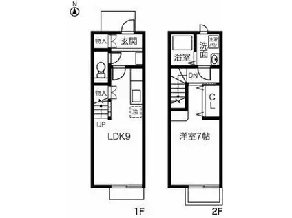 プラッサムコートKI B棟(1LDK/1階)の間取り写真