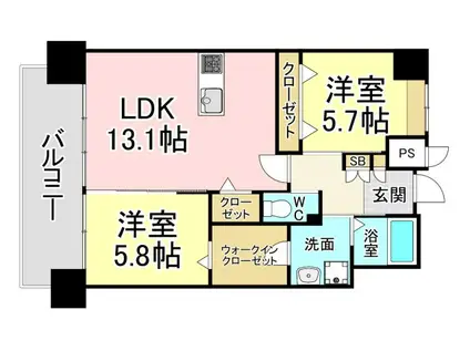 LEGENDTAKAMI(2LDK/14階)の間取り写真