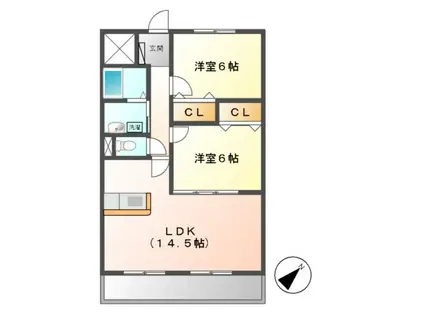 ルネスガーデンコート(2LDK/1階)の間取り写真