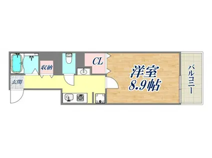 DOMみなと元町(1K/3階)の間取り写真