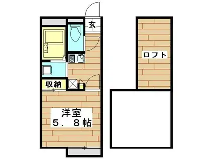 レオパレスリンデンバウム(1K/2階)の間取り写真