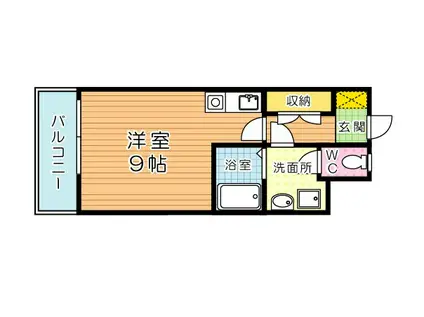 オリエンタル三萩野(ワンルーム/4階)の間取り写真
