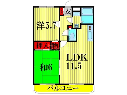 エマーレ北越谷(2LDK/4階)の間取り写真