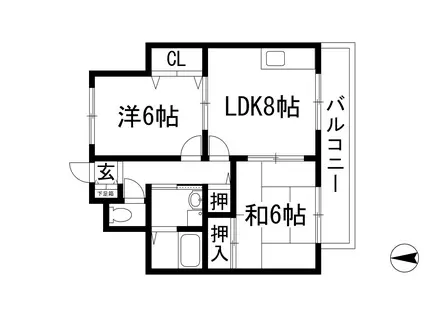 グランベール宝塚(2LDK/2階)の間取り写真
