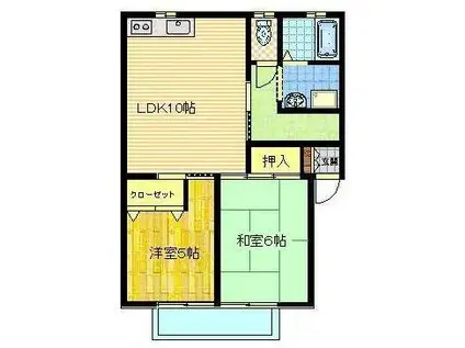 大島アパート(2LDK/1階)の間取り写真