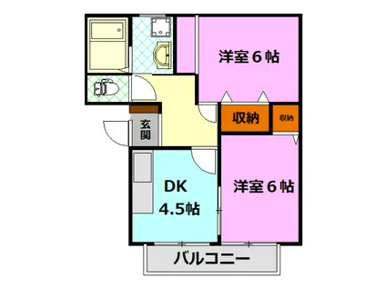エクセル城東B(2K/1階)の間取り写真