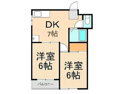 TOKUKIマンション(2DK/3階)の間取り写真
