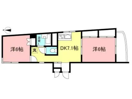 アメニティ松原(2DK/1階)の間取り写真