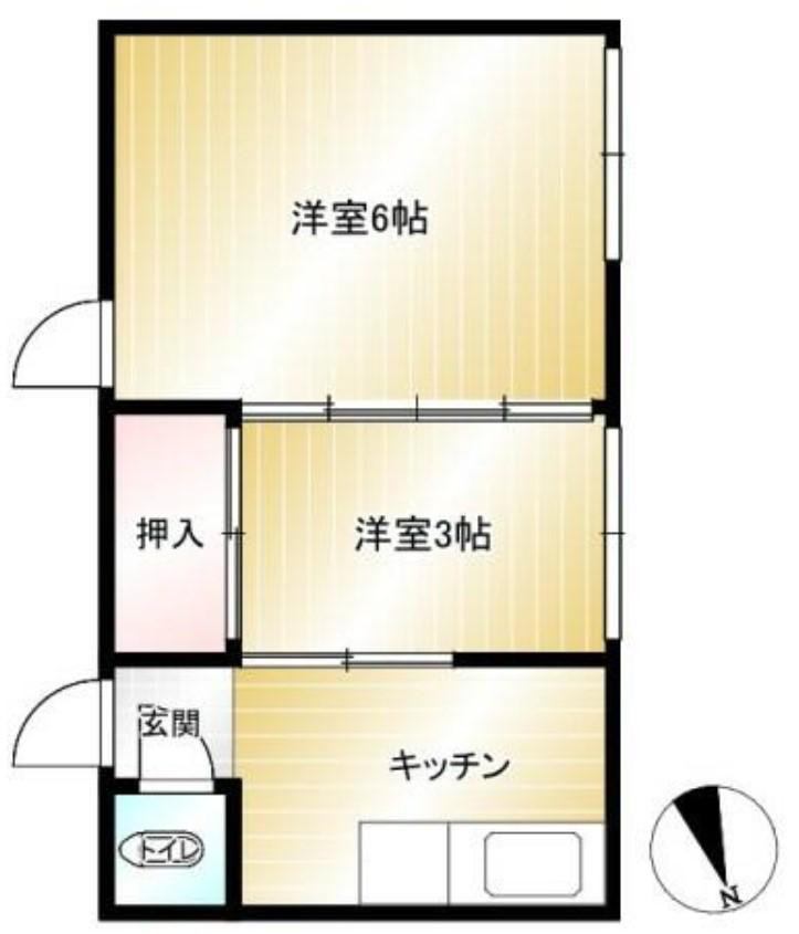 嶋田荘(2K/2階)の間取り写真
