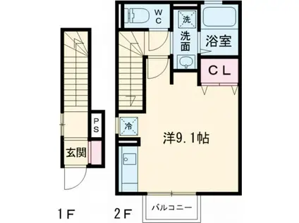 サニーヒルズ天籟寺II(ワンルーム/2階)の間取り写真