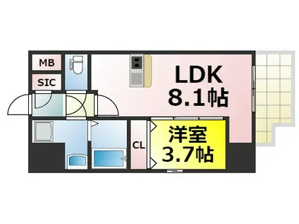 レオンコンフォート難波クレア(1LDK/8階)の間取り写真
