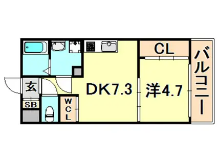 KTIレジデンス月見山II(1DK/1階)の間取り写真