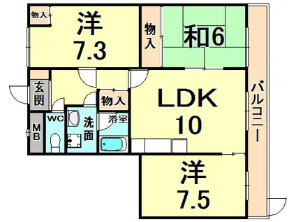 アークヒルズWAKO(3LDK/1階)の間取り写真