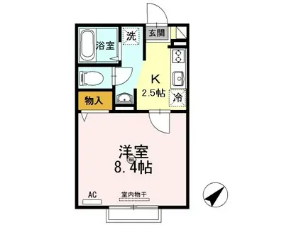 センターロードA棟(1K/2階)の間取り写真