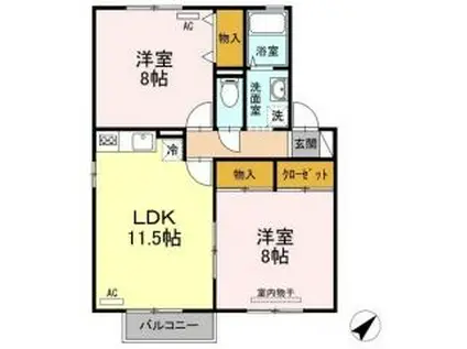 セジュールあい(2LDK/2階)の間取り写真