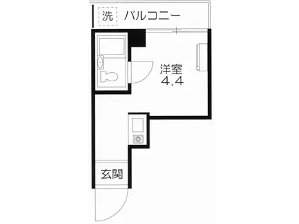 勇美ハマダ(ワンルーム/2階)の間取り写真