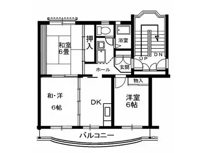 ベルヴィラージュ(3DK/2階)の間取り写真