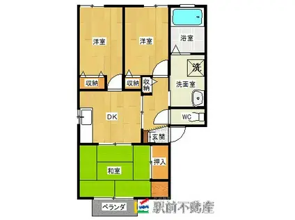 サンビレッジ嘉瀬(3DK/1階)の間取り写真