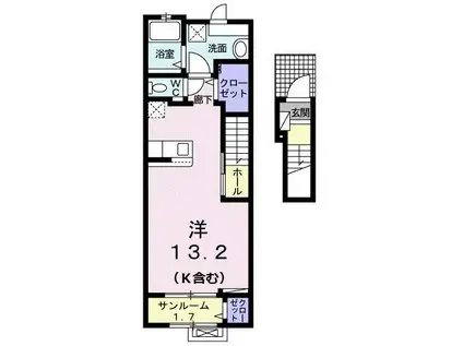 グラシオッソ坂井 III(ワンルーム/2階)の間取り写真