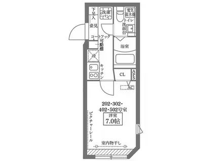 COCOCUBE MINAMI-OTSUKA(1K/3階)の間取り写真