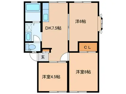 フラワーヒル(3DK/2階)の間取り写真