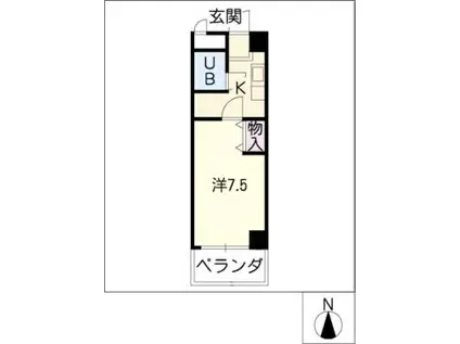 ボヌールタナン(1K/2階)の間取り写真