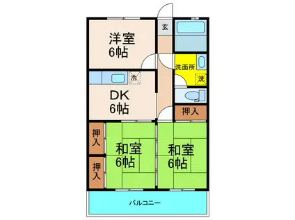 コンフォート60(3DK/2階)の間取り写真