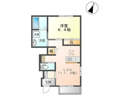 グランドゥ(1LDK/1階)の間取り写真