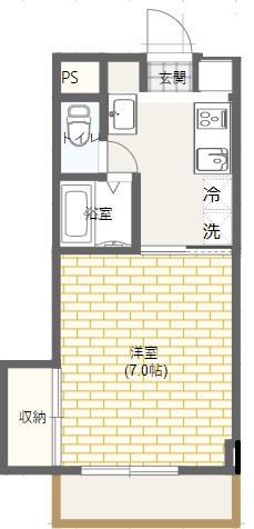 コーポ梓(1K/3階)の間取り写真