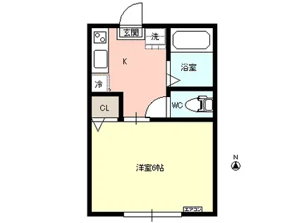 ＪＲ仙山線 山形駅 徒歩41分 2階建 築41年(1K/1階)の間取り写真