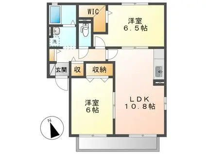 グリーンハイツD棟(2LDK/2階)の間取り写真