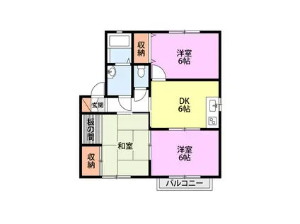 ラ・テルベール桜木(3DK/2階)の間取り写真